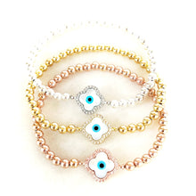 Load image into Gallery viewer, Clover Evil Eye Bracelet
