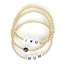 Load image into Gallery viewer, I Love You / Mum / Licorice Sweetie Evil Eye Bracelet Stack
