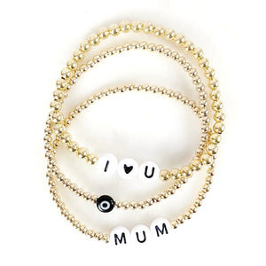 I Love You / Mum / Licorice Sweetie Evil Eye Bracelet Stack