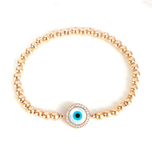 Load image into Gallery viewer, Round Shell Evil Eye Bracelet

