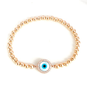 Round Shell Evil Eye Bracelet
