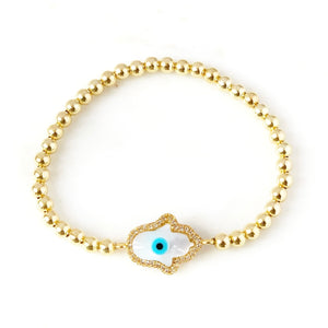 Shell Hamsa Hand Evil Eye Bracelet