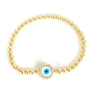 Round Shell Evil Eye Bracelet