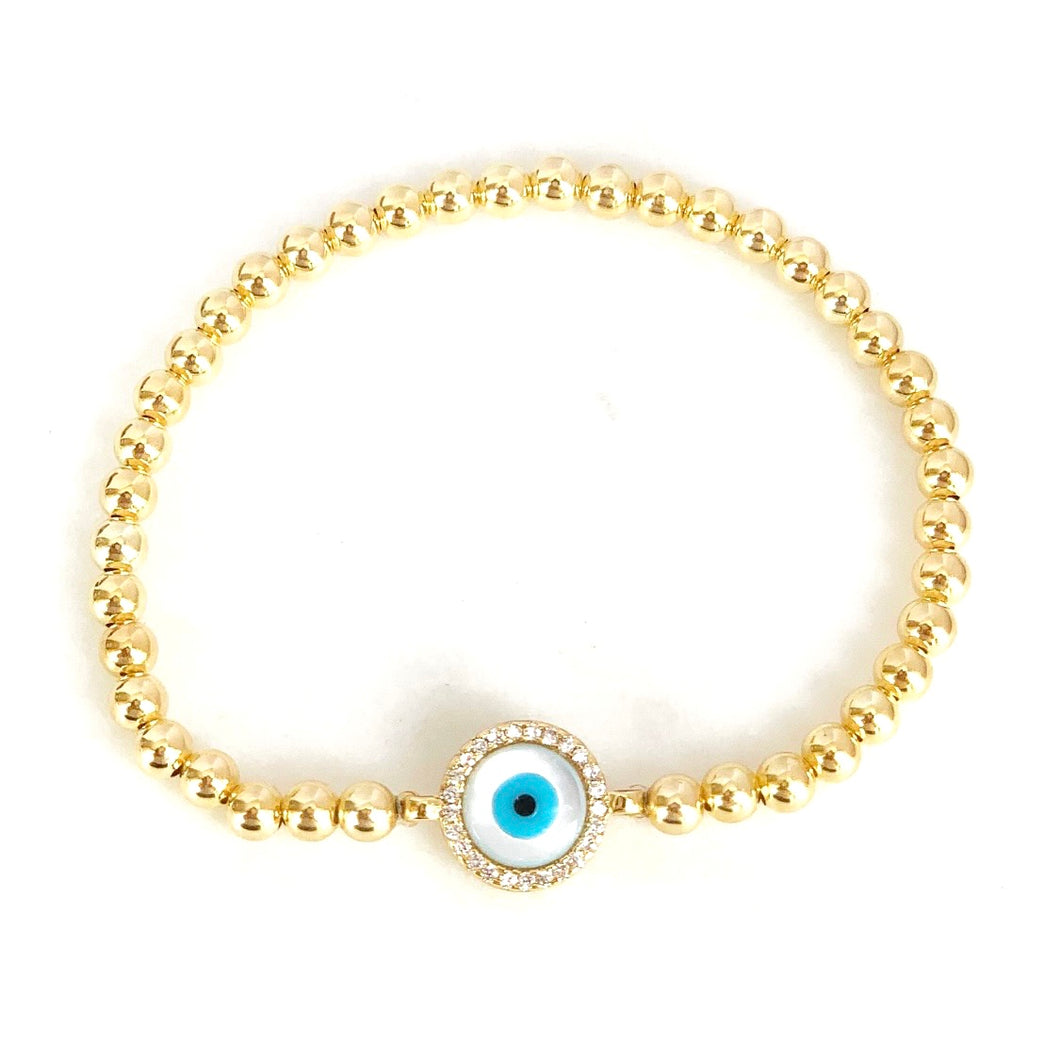Round Shell Evil Eye Bracelet