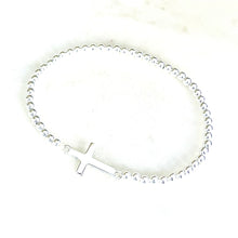 Cargar imagen en el visor de la galería, Silver Sideways Cross Bracelet
