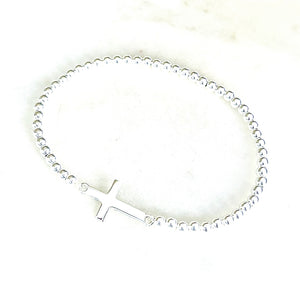 Silver Sideways Cross Bracelet