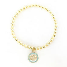 Load image into Gallery viewer, CZ Lotus Coin Bracelet
