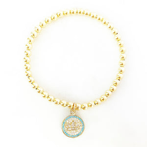 CZ Lotus Coin Bracelet