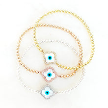 Load image into Gallery viewer, Clover Evil Eye Bracelet
