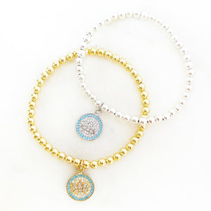 CZ Lotus Coin Bracelet