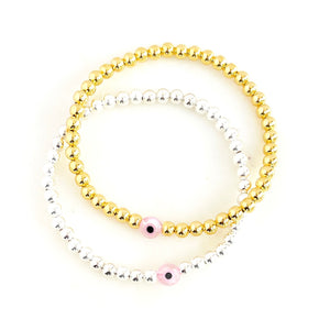 Clear Pink Sweetie Evil Eye Bracelet