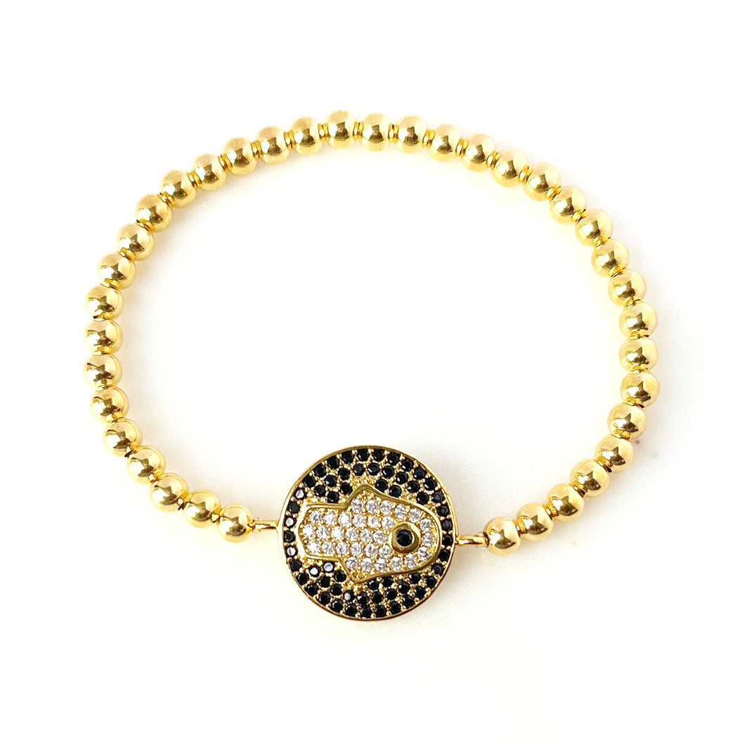 Hamsa CZ Coin Bracelet