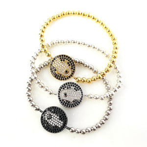 Hamsa CZ Coin Bracelet