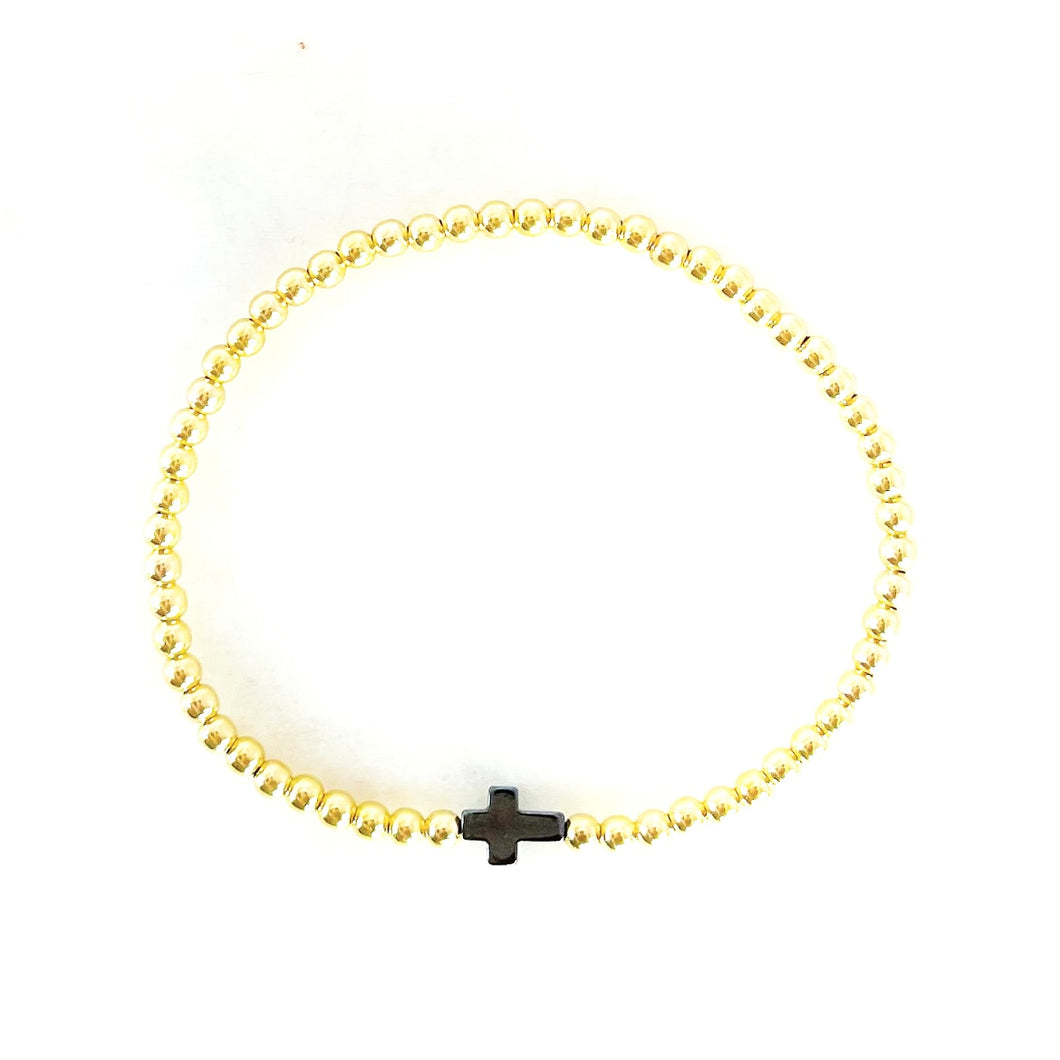Hematite Cross Bracelet