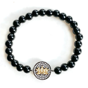 Black & Gold Lotus Bracelet