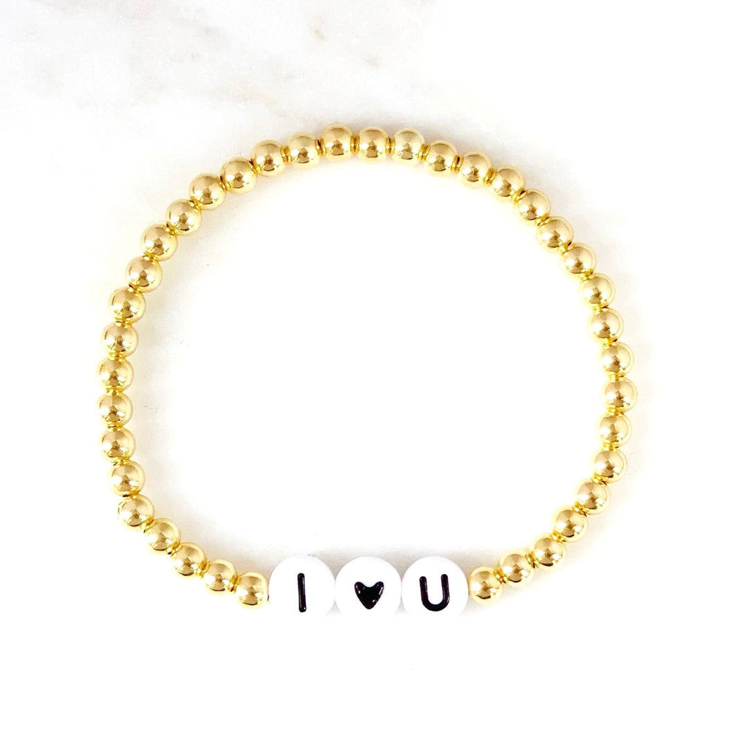 Personalised I ♥ YOU Bracelet - White Letters