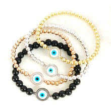 Load image into Gallery viewer, Round Shell Evil Eye Bracelet
