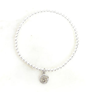 Silver Circle Om Bracelet