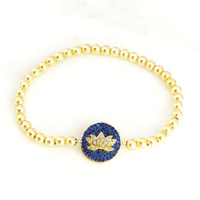 Load image into Gallery viewer, Gold Blue Lotus Bracelet
