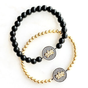 Black & Gold Lotus Bracelet