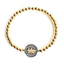 Load image into Gallery viewer, Black &amp; Gold Lotus Bracelet
